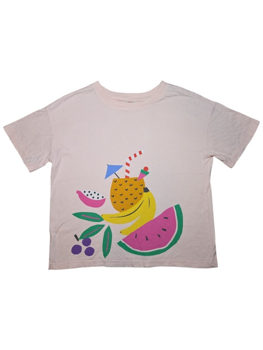 Hanna Andersson Light Pink Tee with Bright Fruit Print - Size 10